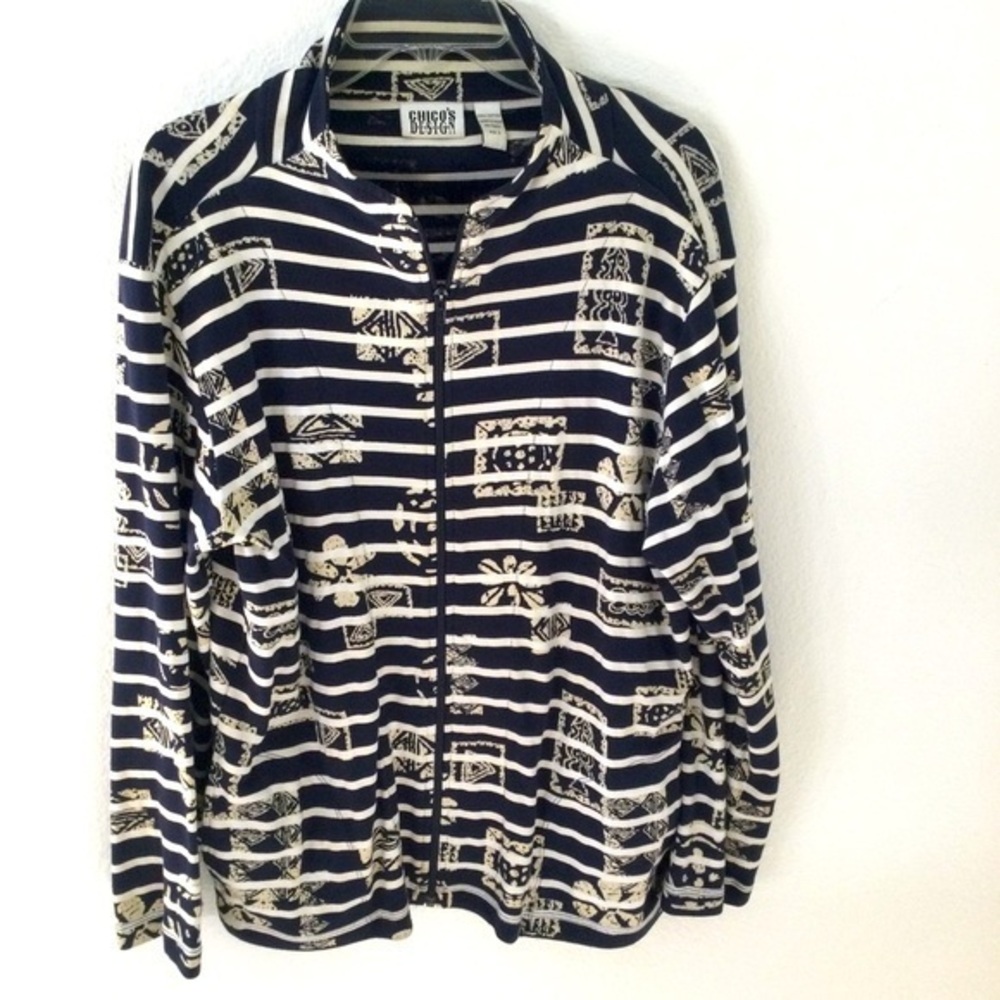 Chico’s Design Black & White Zip Jacket Size 2 or Size 12 Great for Spring